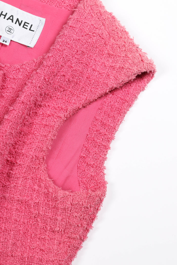 Chanel Pink Tweed Button Down Top FR 34 (UK 6)