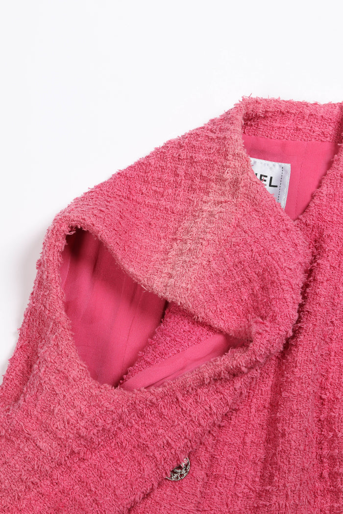 Chanel Pink Tweed Button Down Top FR 34 (UK 6)