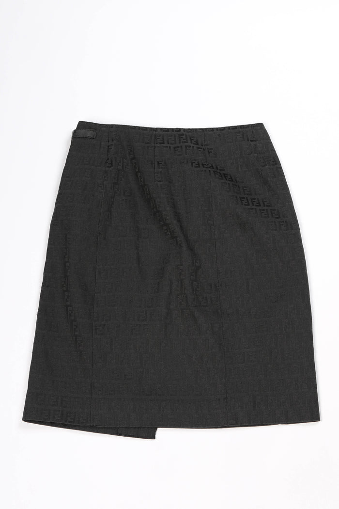 Vintage Fendi Black Zucchino Wrap Skirt