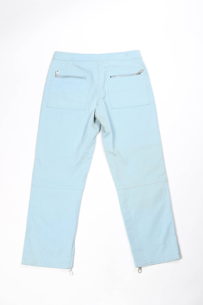 2000s Chanel Sports Line Blue Coated Denim Trousers FR 42