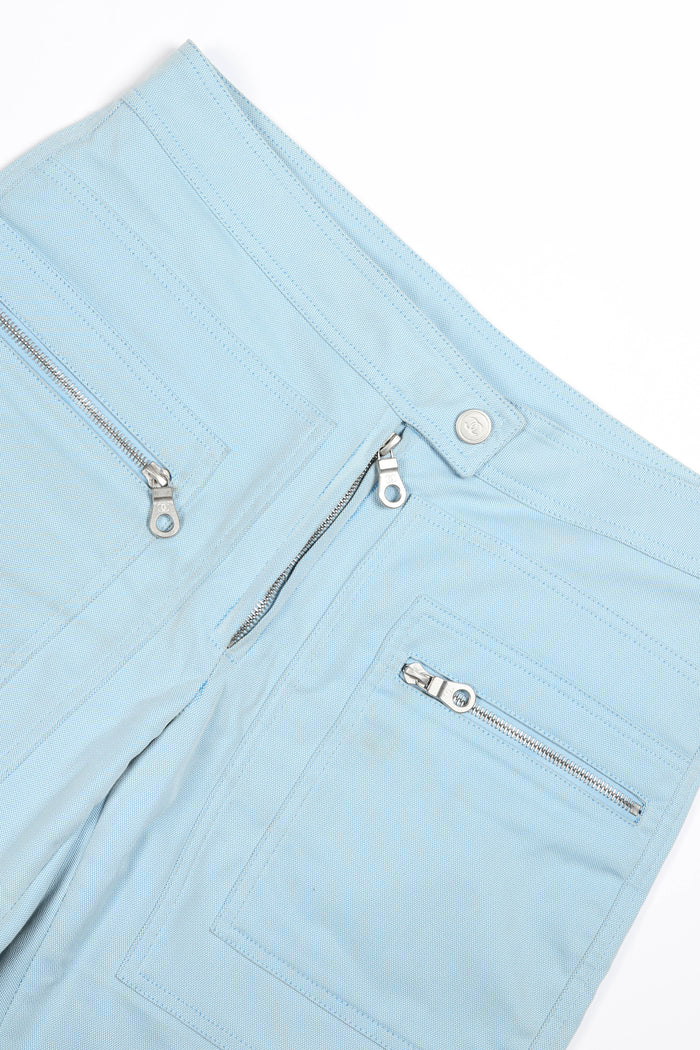 2000s Chanel Sports Line Blue Coated Denim Trousers FR 42