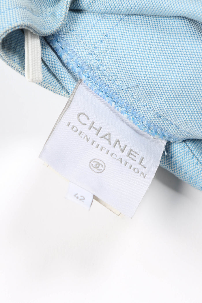 2000s Chanel Sports Line Blue Coated Denim Trousers FR 42