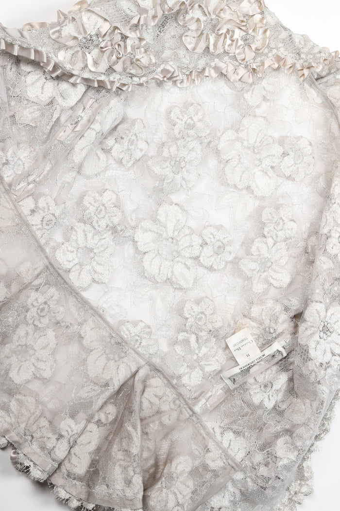 Vintage Christian Dior Silver Lace and Ribbon Blouse