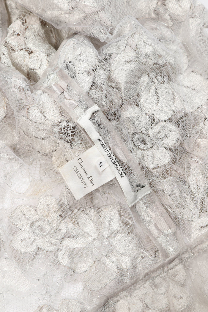 Vintage Christian Dior Silver Lace and Ribbon Blouse