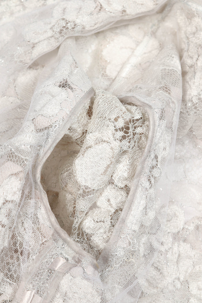 Vintage Christian Dior Silver Lace and Ribbon Blouse