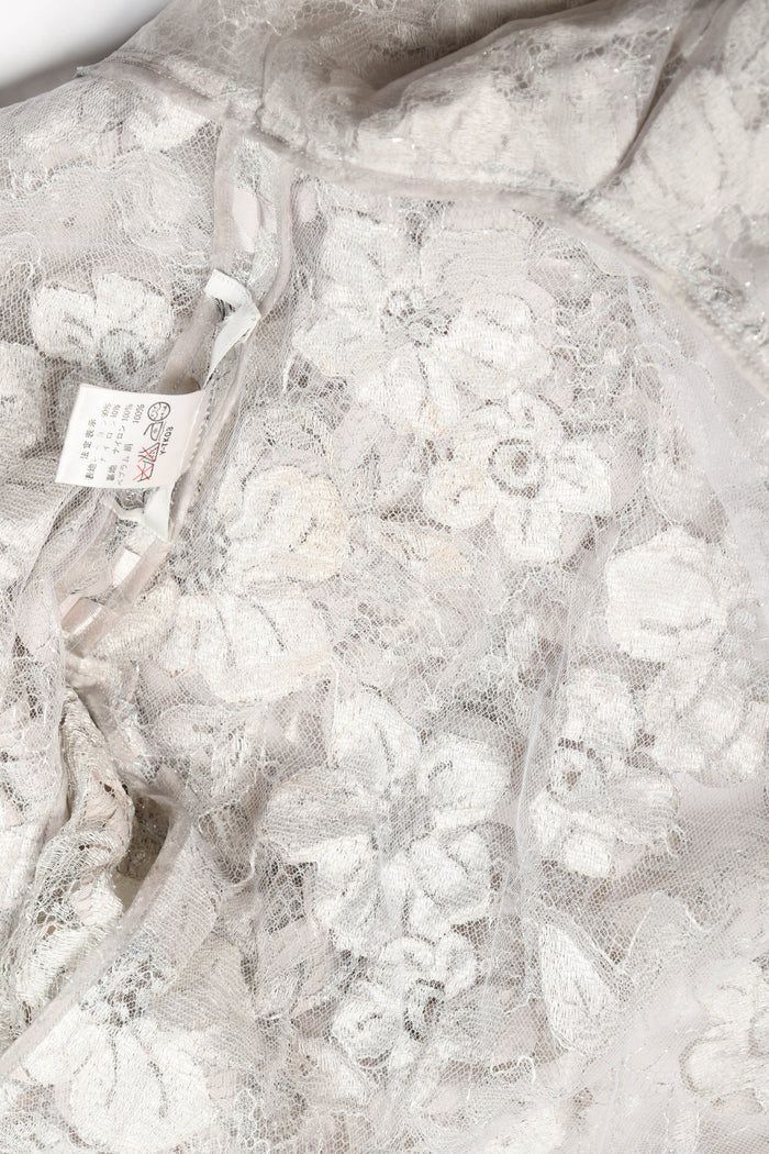 Vintage Christian Dior Silver Lace and Ribbon Blouse