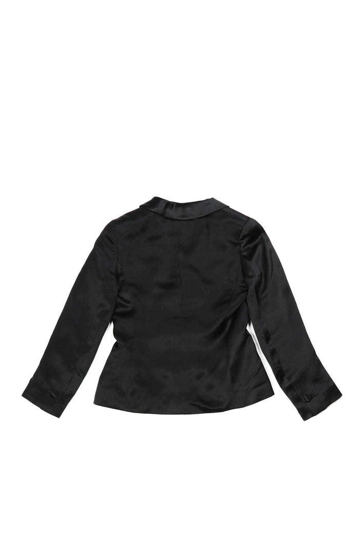 Vintage Chanel Black Silk Double Breasted Blazer FR 36 (UK 8)