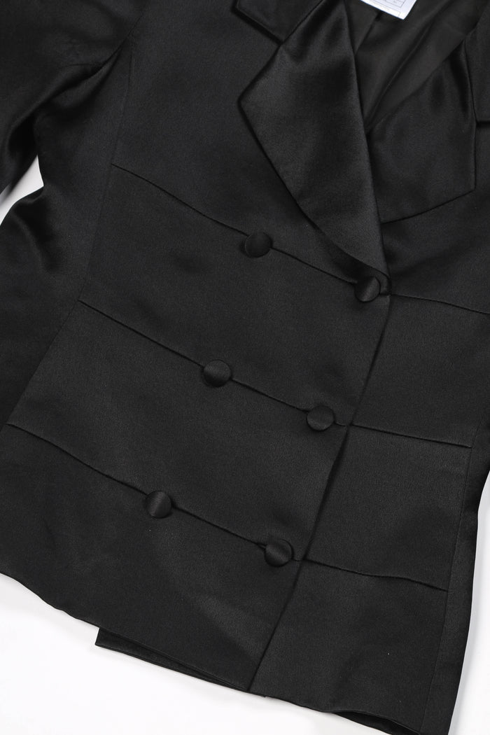 Vintage Chanel Black Silk Double Breasted Blazer FR 36 (UK 8)