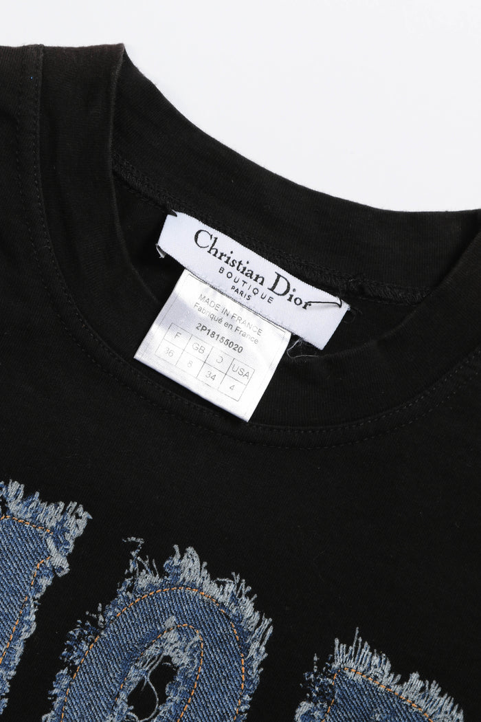 2000s Christian Dior Denim "Dior" Black T-shirt FR 36 (UK 8)