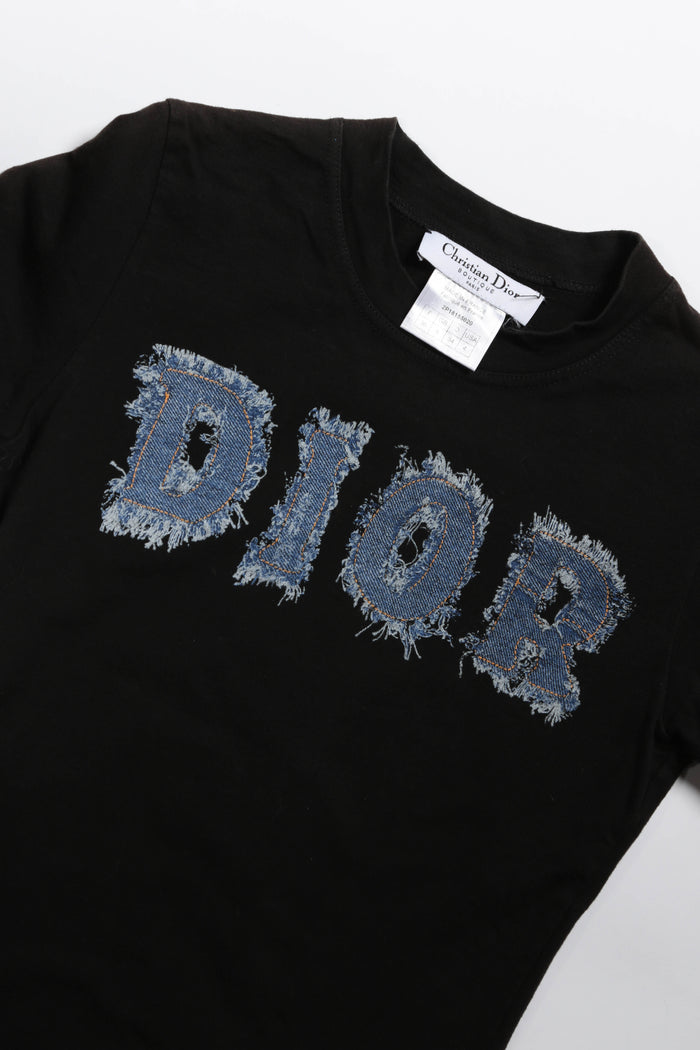 2000s Christian Dior Denim "Dior" Black T-shirt FR 36 (UK 8)