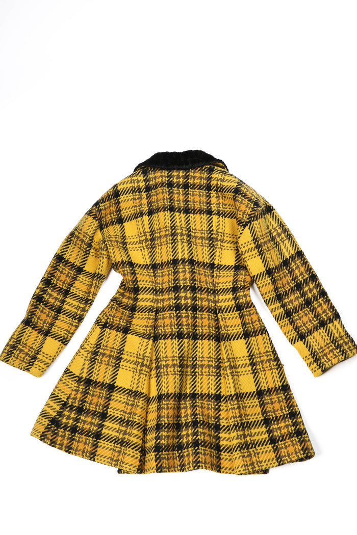 Vintage Christian Dior Yellow Houndstooth Coat