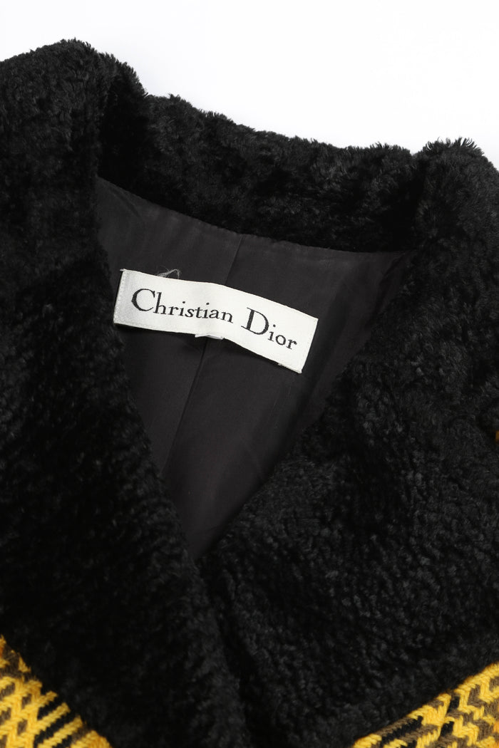 Vintage Christian Dior Yellow Houndstooth Coat