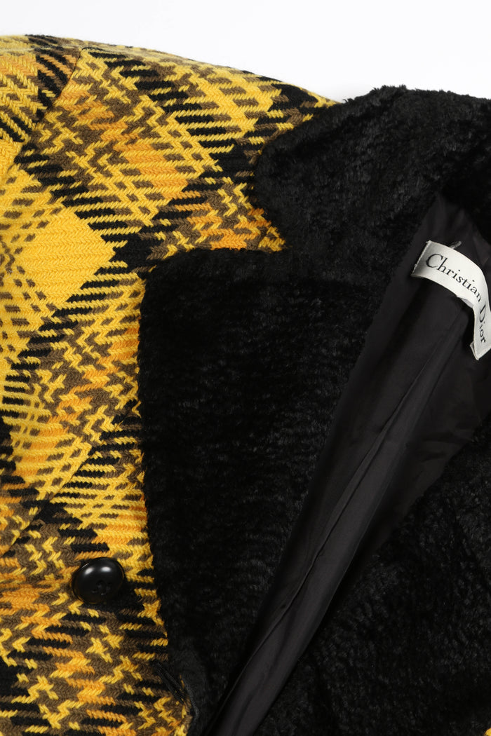 Vintage Christian Dior Yellow Houndstooth Coat