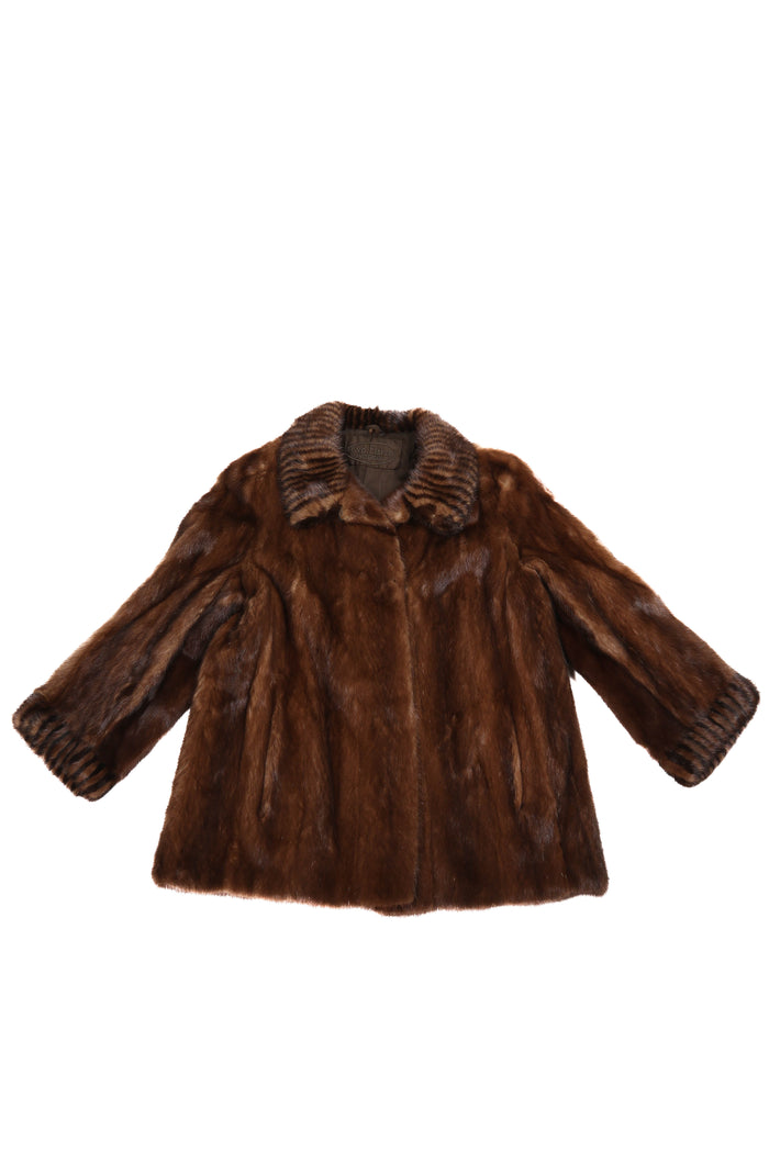 Vintage Brown Mixed Mink Fur Coat