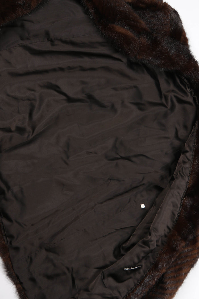 Vintage Brown Chevron Fur Coat