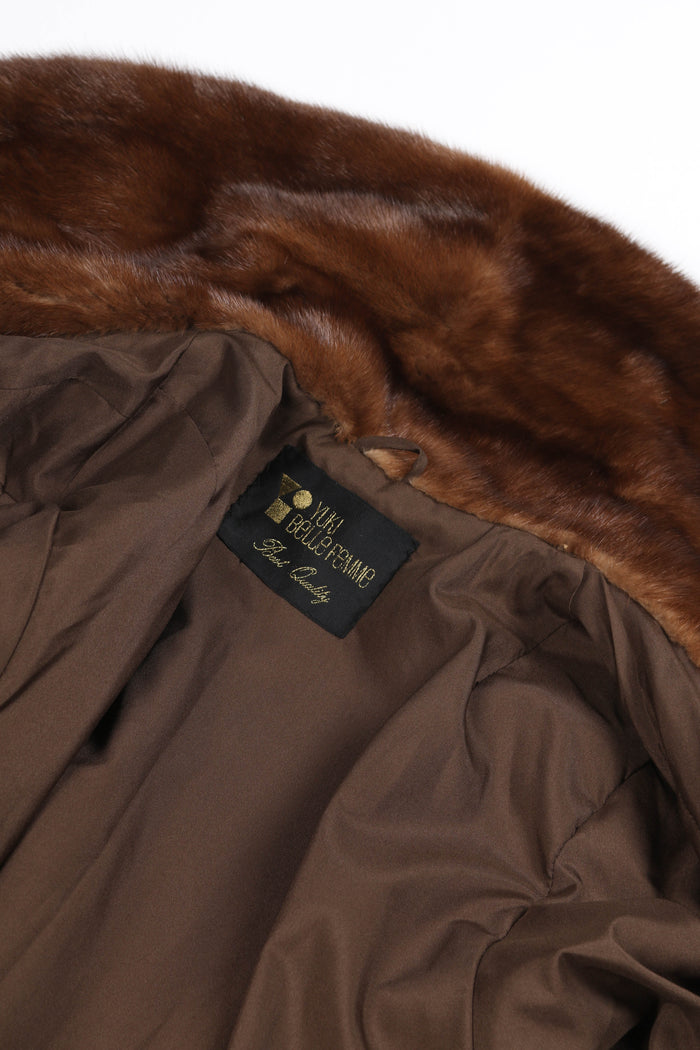 Vintage Brown Long Mink Fur Coat