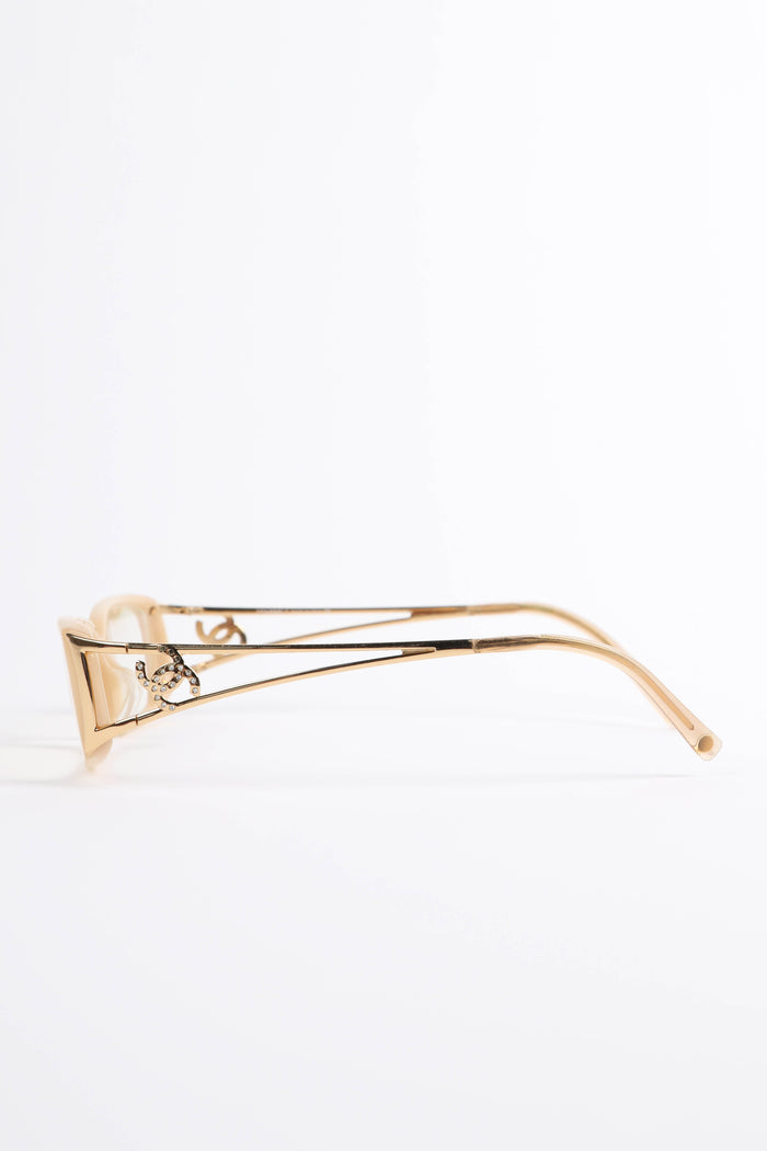 Prescription 2000s Chanel Beige Diamantè Glasses
