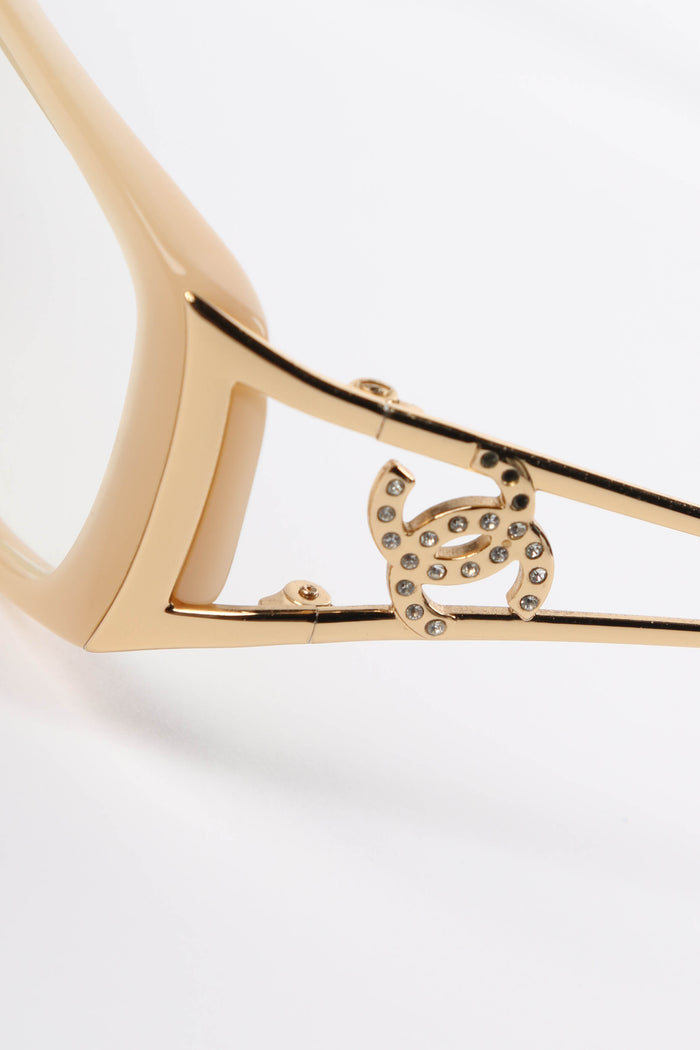 Prescription 2000s Chanel Beige Diamantè Glasses