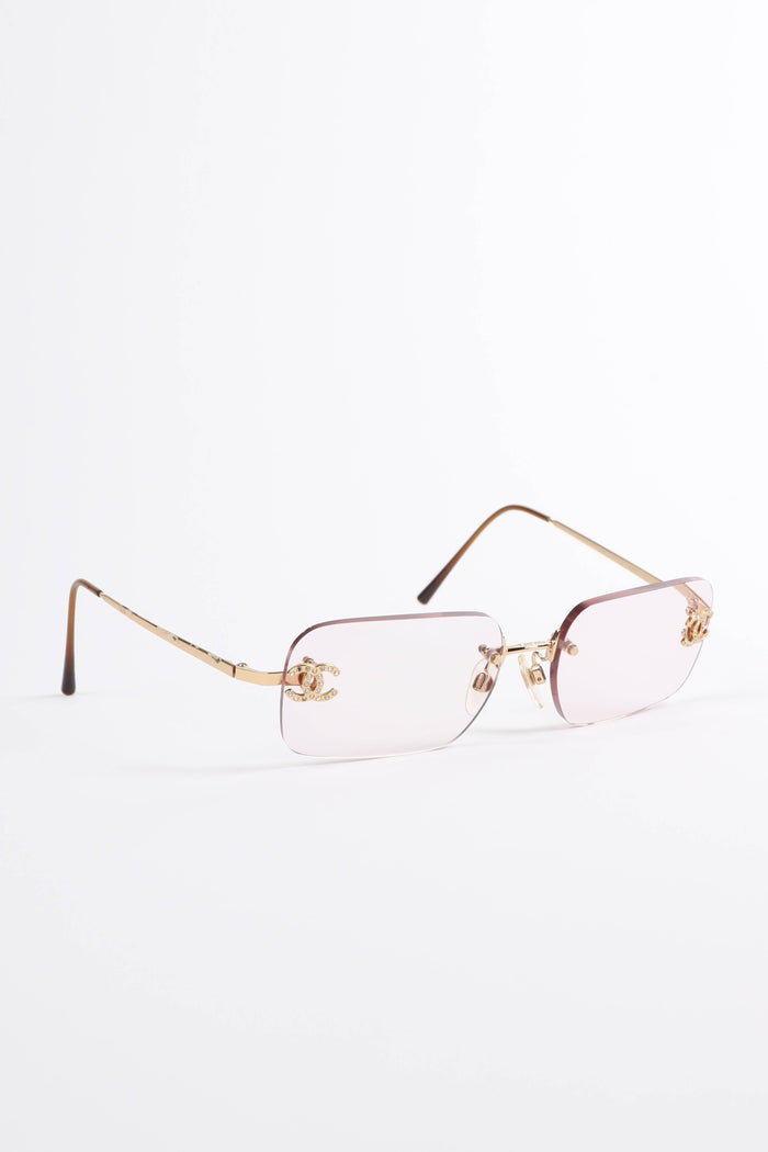 Prescription 2000s Chanel Pink CC Diamantè Glasses