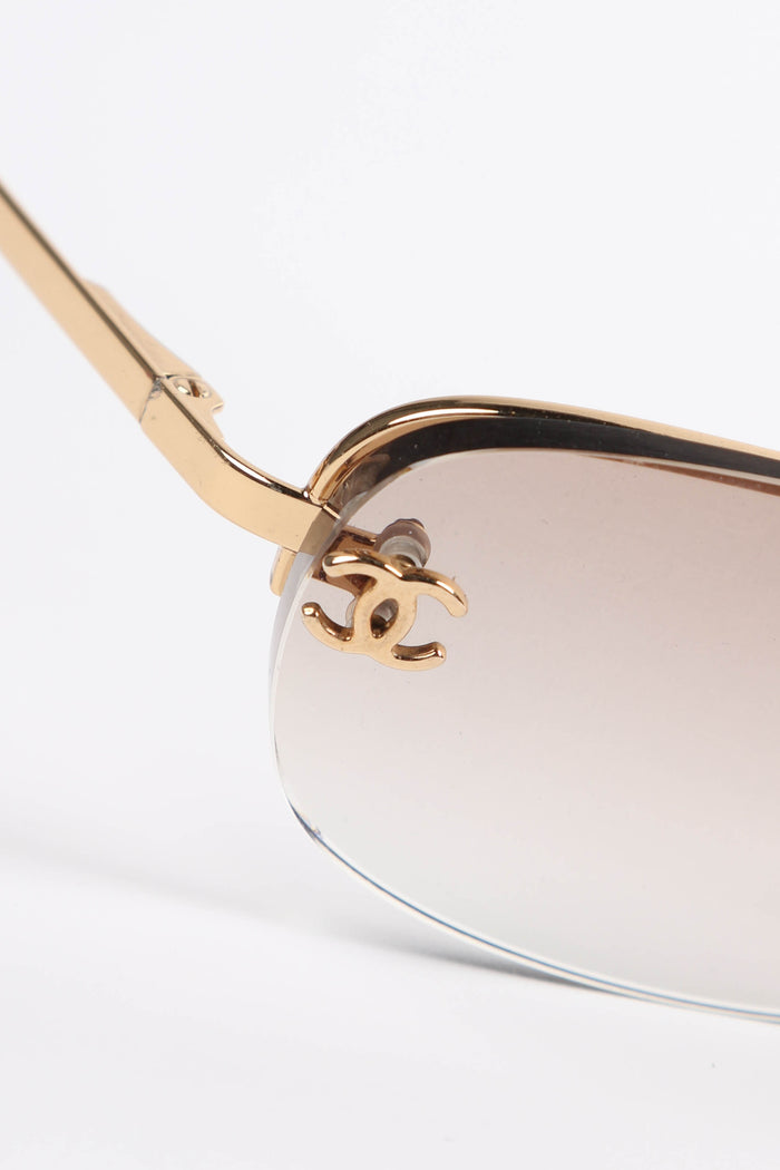 Prescription 2000s Chanel Gold CC Sunglasses