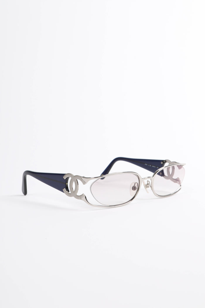 Prescription 2000s Chanel CC Blue Frame Glasses