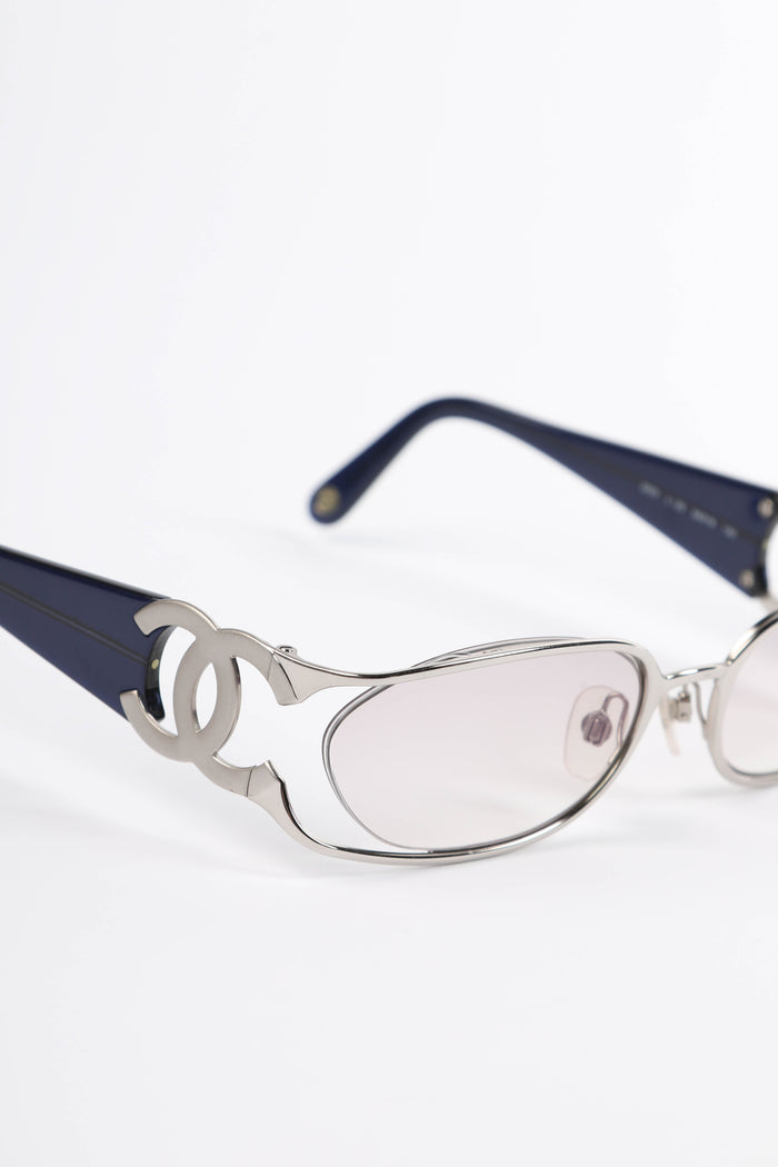 Prescription 2000s Chanel CC Blue Frame Glasses