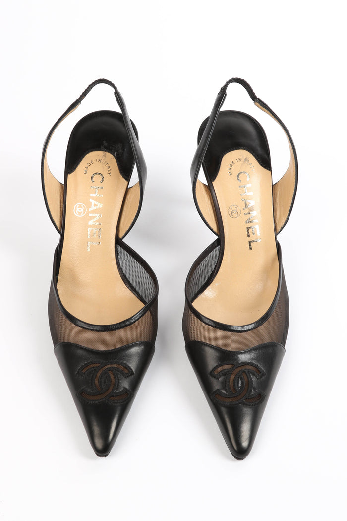 Vintage Chanel Black Leather & Mesh Court Heels EU 36C (UK 3)