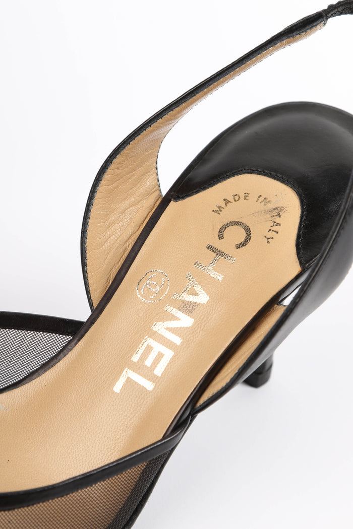 Vintage Chanel Black Leather & Mesh Court Heels EU 36C (UK 3)