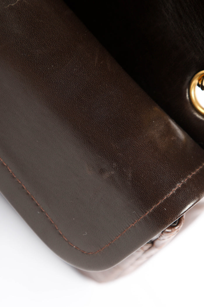 90s Chanel Brown Lambskin Leather Small Classic Double Flap Bag 24k GHW