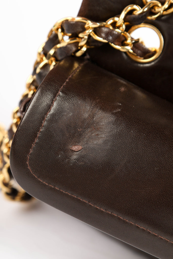 90s Chanel Brown Lambskin Leather Small Classic Double Flap Bag 24k GHW