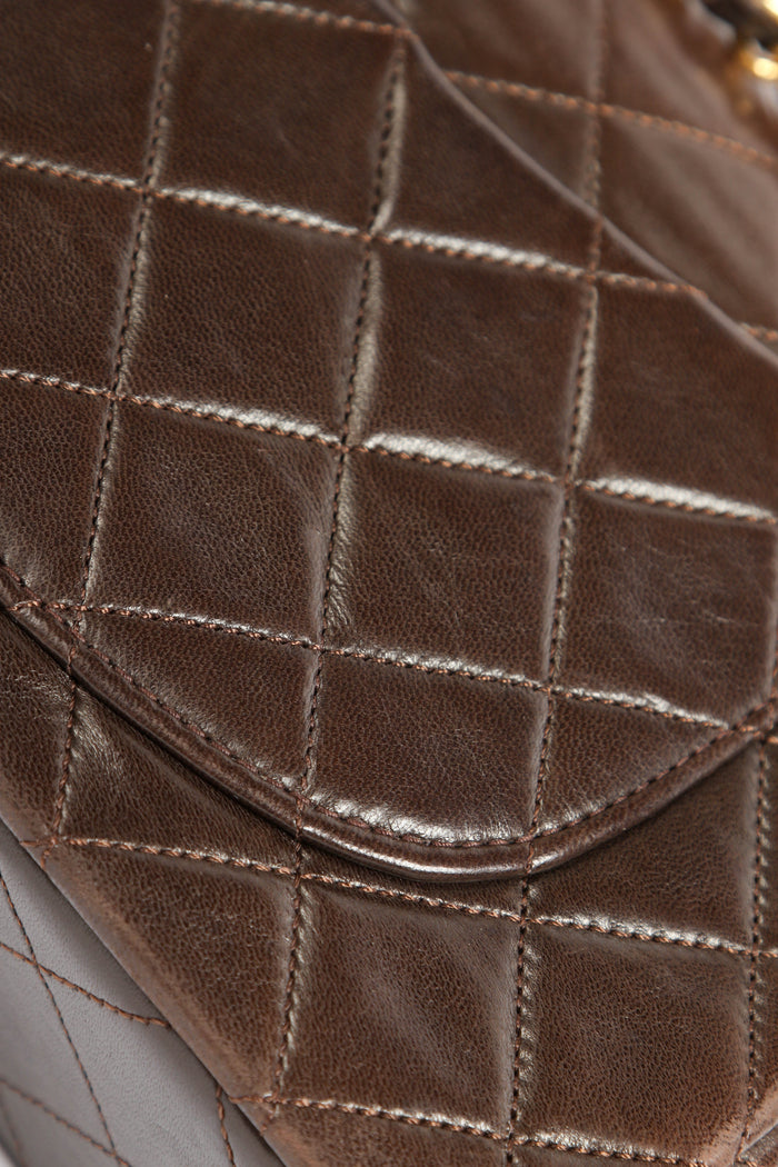 90s Chanel Brown Lambskin Leather Small Classic Double Flap Bag 24k GHW