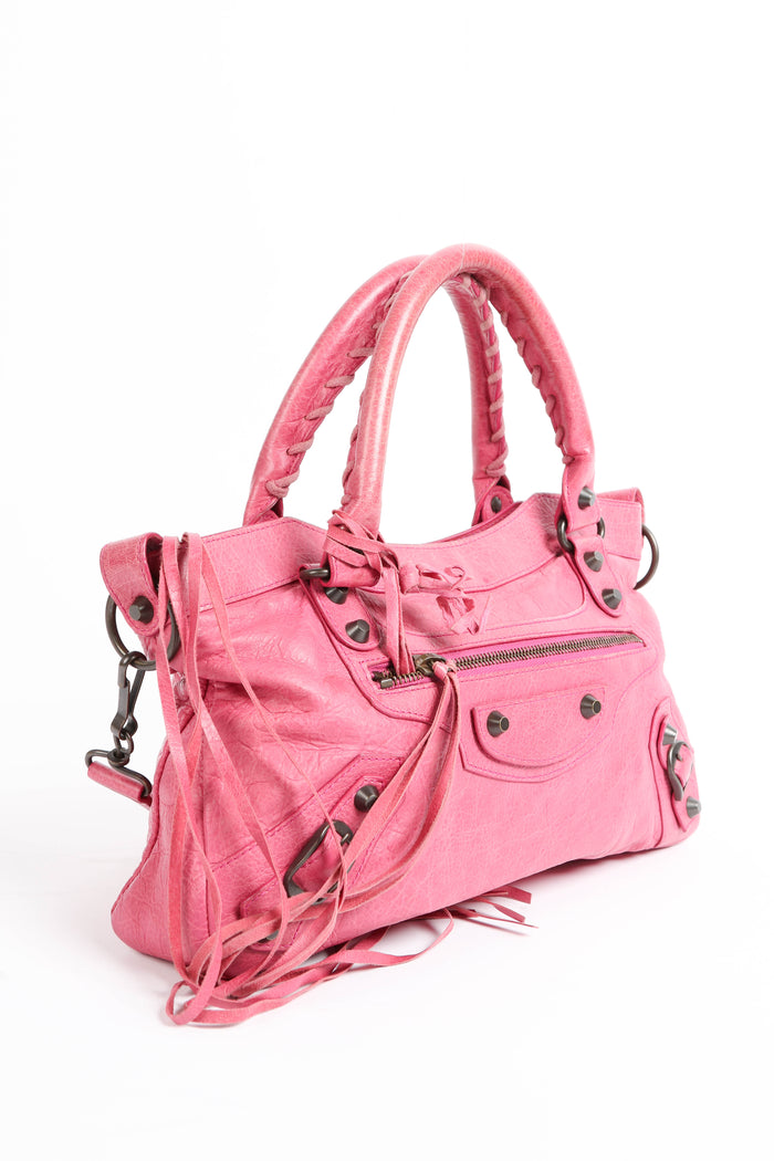 2000s Balenciaga Pink Leather First City Bag