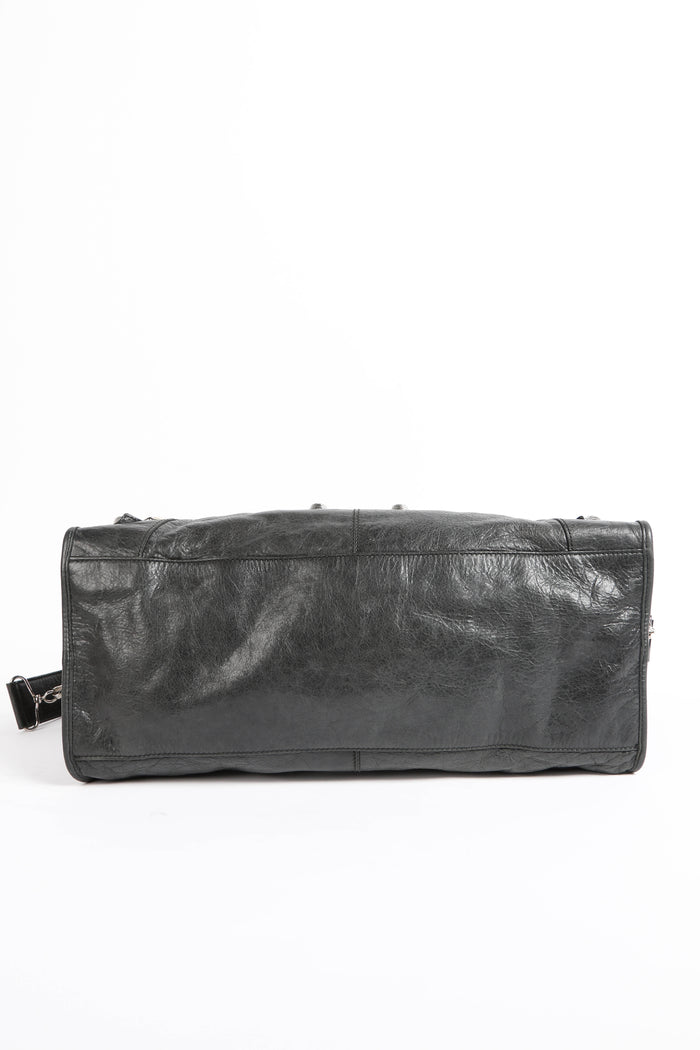 2010s Balenciaga Black Leather Part- Time Shoulder Bag with Giant SHW