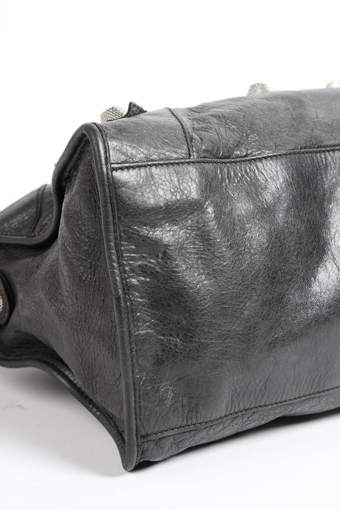 2010s Balenciaga Black Leather Part- Time Shoulder Bag with Giant SHW