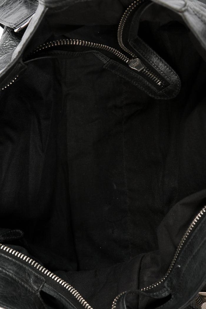 2010s Balenciaga Black Leather Part- Time Shoulder Bag with Giant SHW