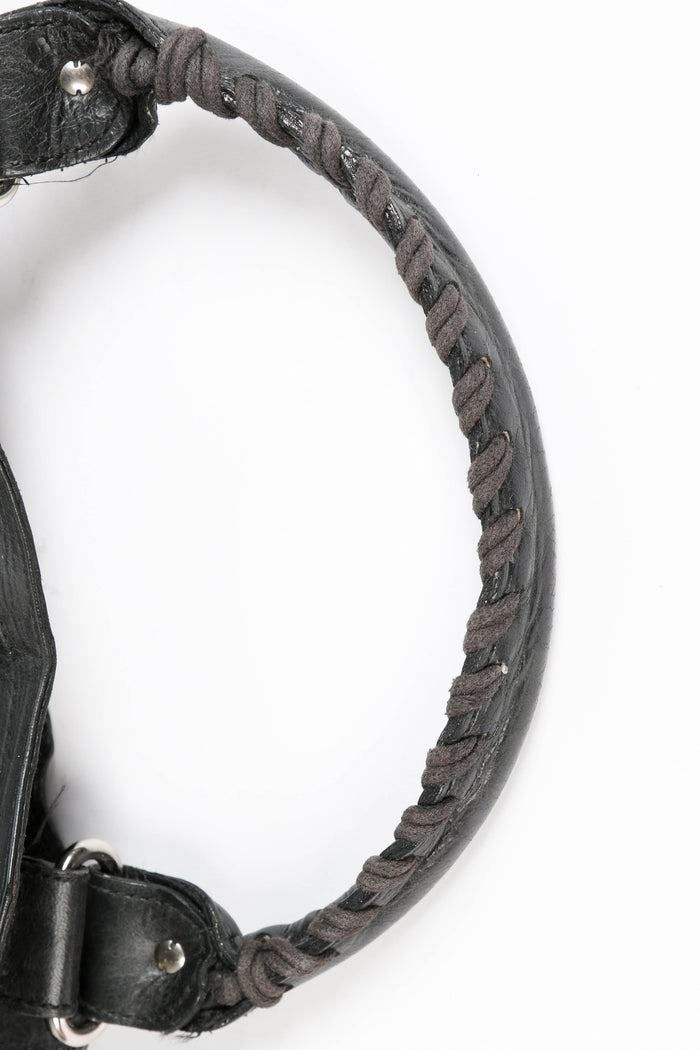 2010s Balenciaga Black Leather Part- Time Shoulder Bag with Giant SHW
