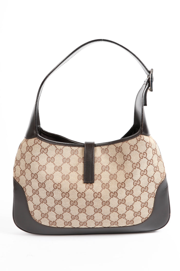 Vintage Gucci Classic Monogram Canvas Jackie Shoulder Bag