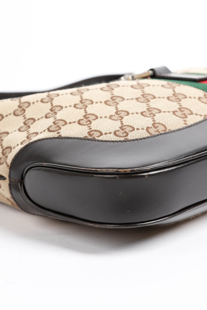 Vintage Gucci Classic Monogram Canvas Jackie Shoulder Bag