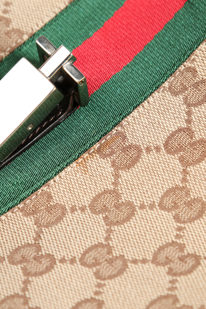 Vintage Gucci Classic Monogram Canvas Jackie Shoulder Bag