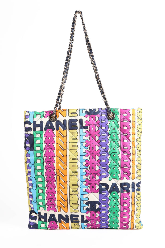 RARE 2021 Chanel Rainbow Logo Tote Bag