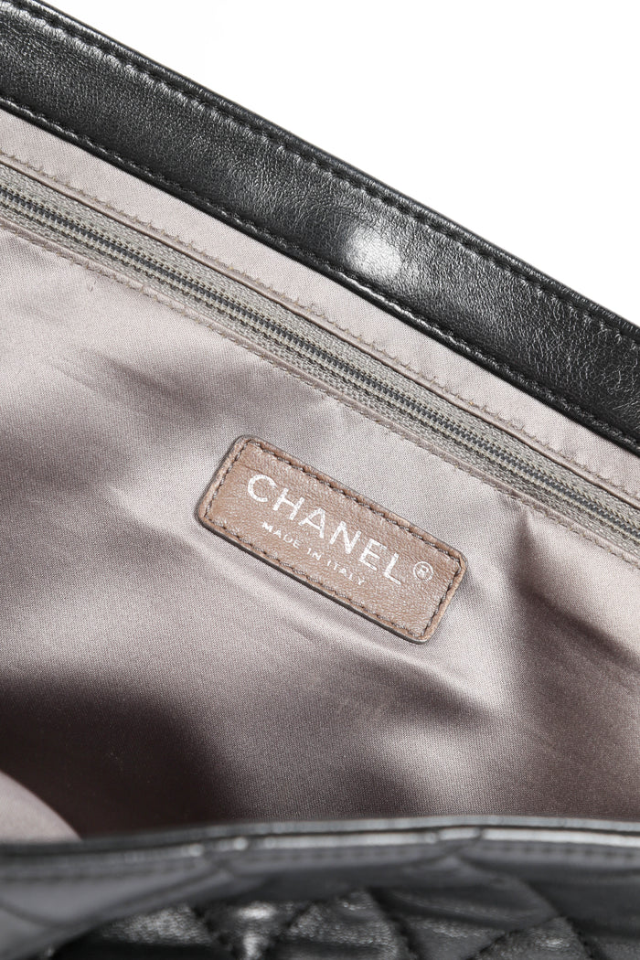 2000s Chanel Black Lambskin Leather Coco Rain Jumbo Single Flap Shoulder Bag