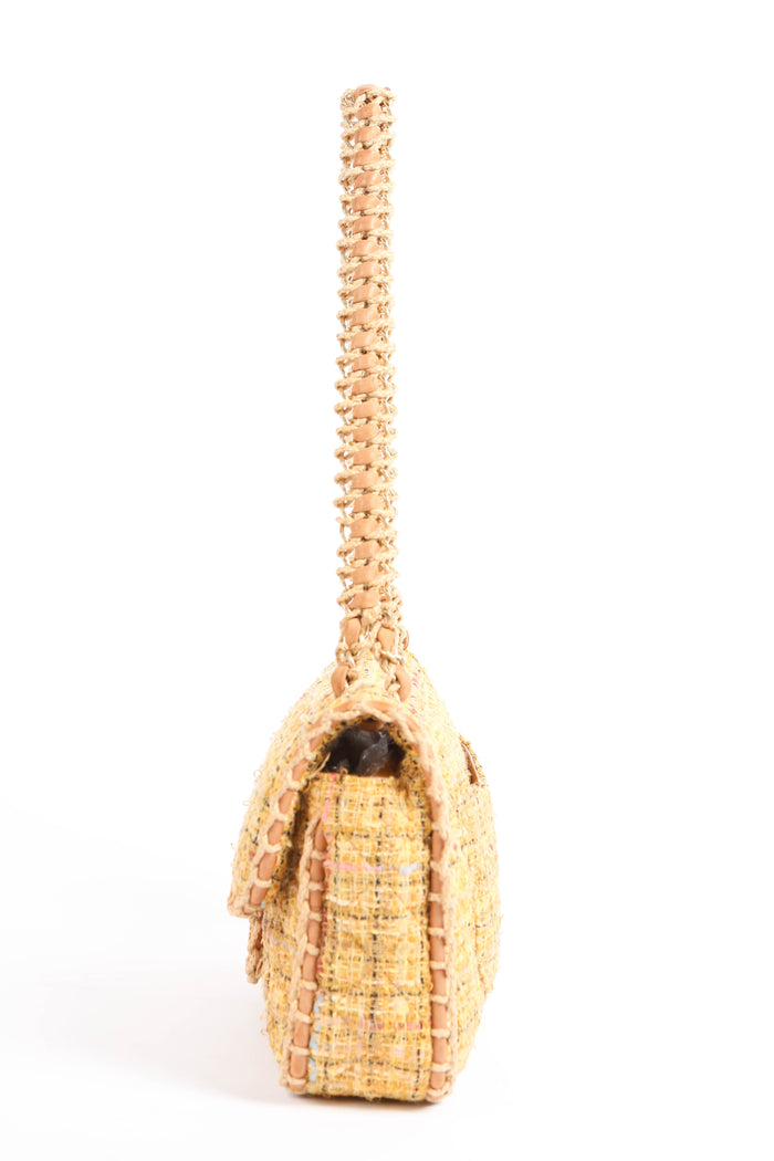 2010s Chanel Yellow St.Tropez Tweed Single Flap Shoulder Bag