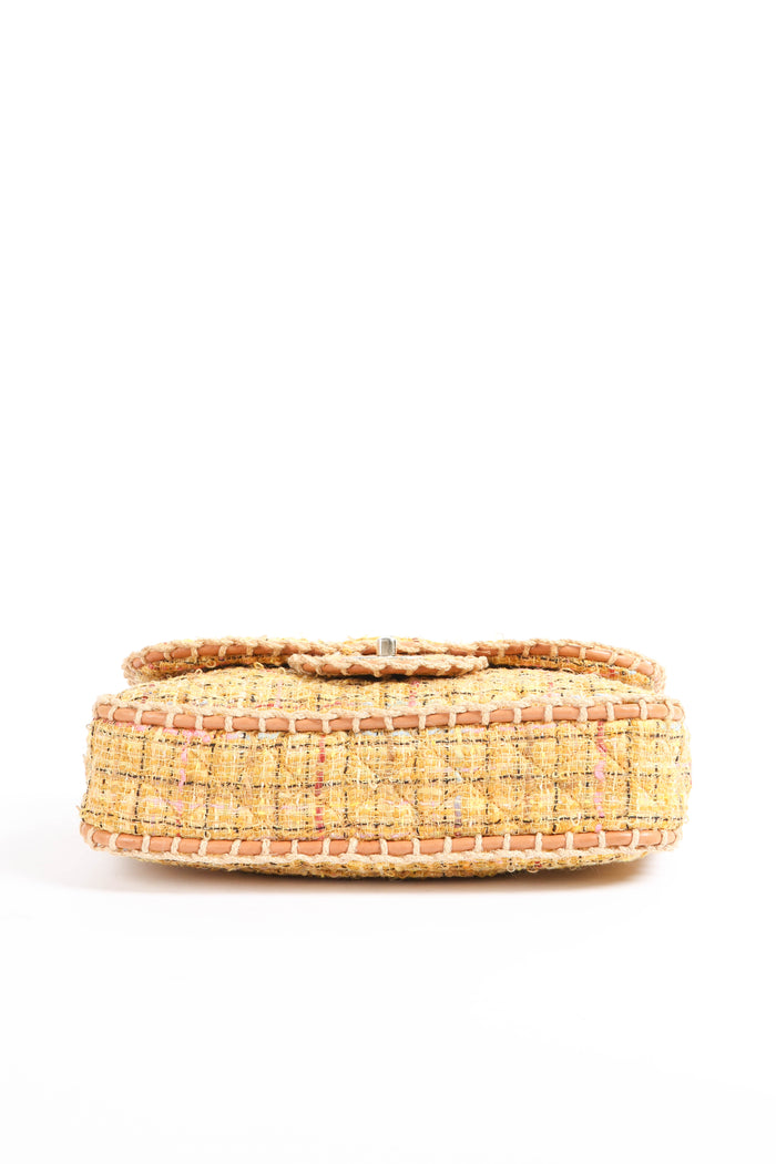 2010s Chanel Yellow St.Tropez Tweed Single Flap Shoulder Bag