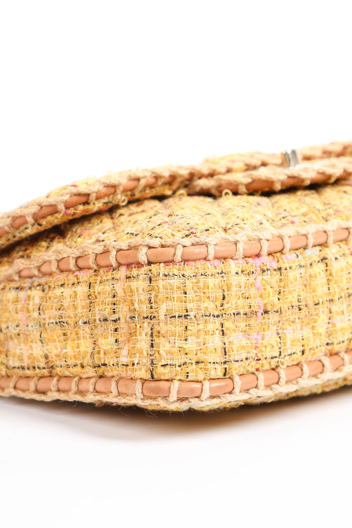 2010s Chanel Yellow St.Tropez Tweed Single Flap Shoulder Bag