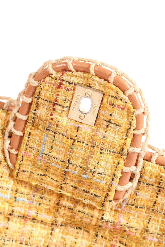 2010s Chanel Yellow St.Tropez Tweed Single Flap Shoulder Bag