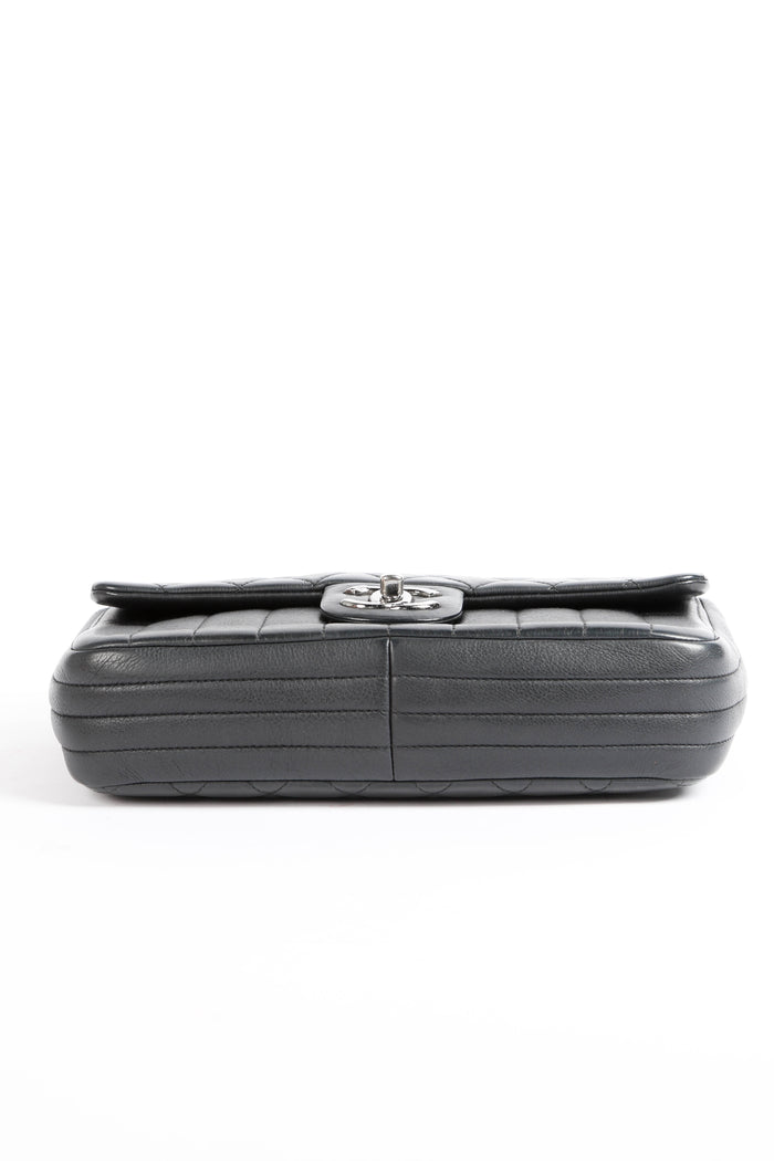2014 Chanel Charcoal Stitched Leather Multi-Chain Shoulder Bag