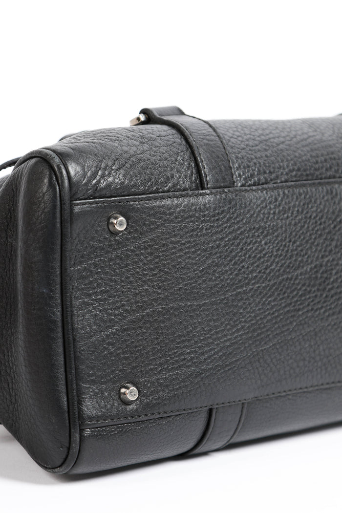 2000s Christian Dior Black Leather Lettering Shoulder Bag
