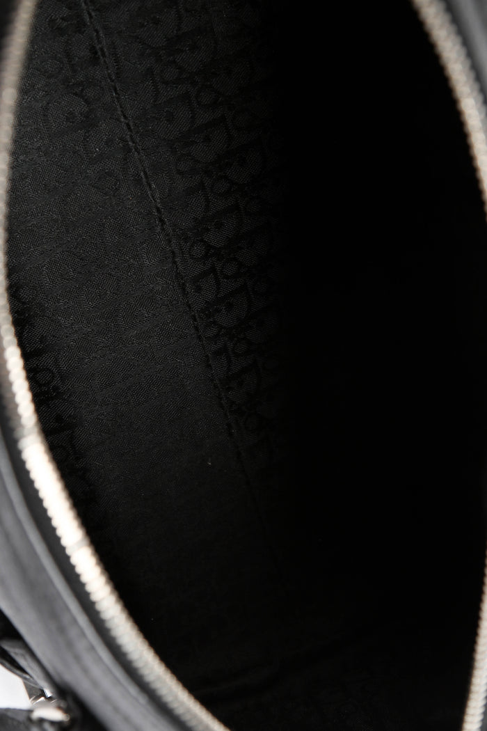 2000s Christian Dior Black Leather Lettering Shoulder Bag