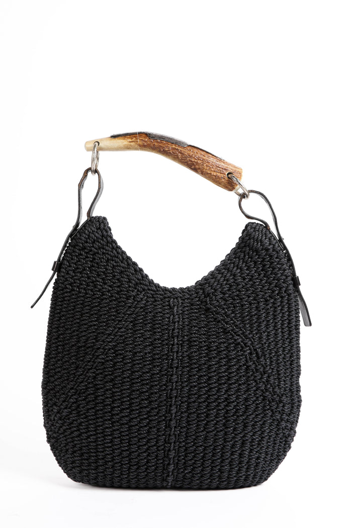 Vintage Yves Saint Laurent Black Raffia Mombasa Shoulder Bag