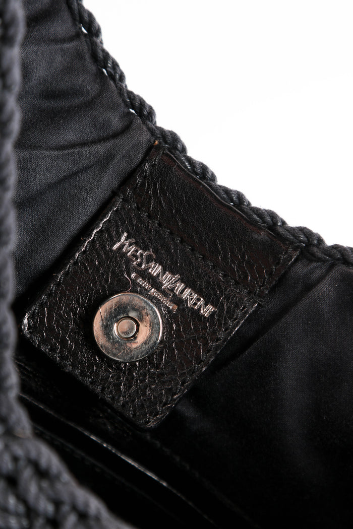 Vintage Yves Saint Laurent Black Raffia Mombasa Shoulder Bag